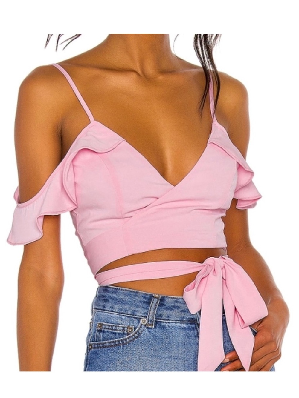 Superdown Tiffani Wrap Crop Top - Pink